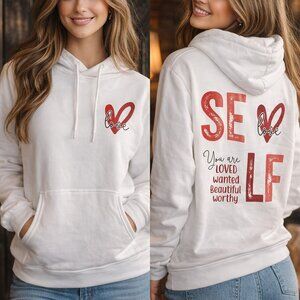 Self Love | White Size Large Bella + Canvas Sponge Fleece Pullover Hoodie